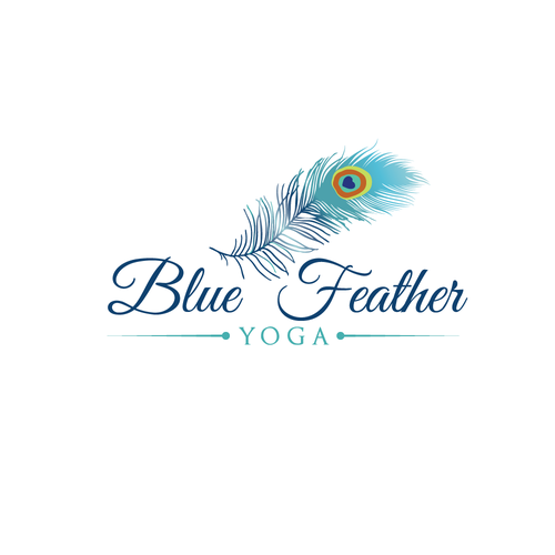Feather logo with the title 'badass logo for Blue Feather Yoga'