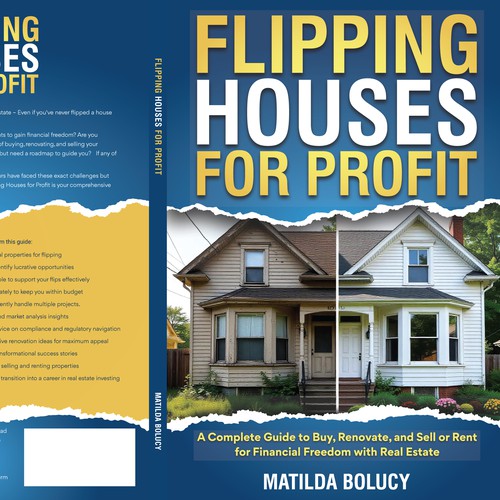 Real estate book cover with the title 'Flipping House for profit book cover'