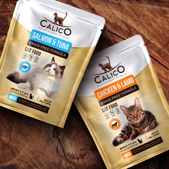 Pet packaging with the title 'CALICO Packaging'