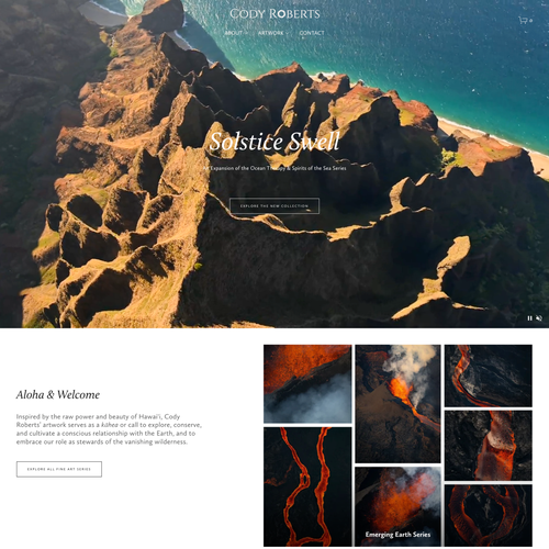 Ecommerce design with the title 'Cody Roberts Fine Art Design'