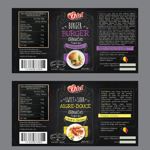 Sauce design with the title 'Odel Sauce Range Label'
