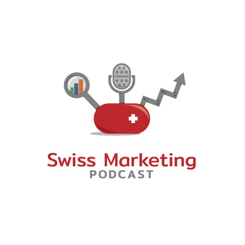 Swiss design with the title 'Swiss Marketing Podcast'