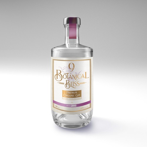 Drawing label with the title 'Premium Label Design For a Organic Gin'