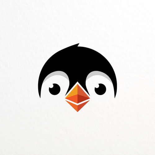 Bitcoin logo with the title 'Cute minimalist penguin logo'