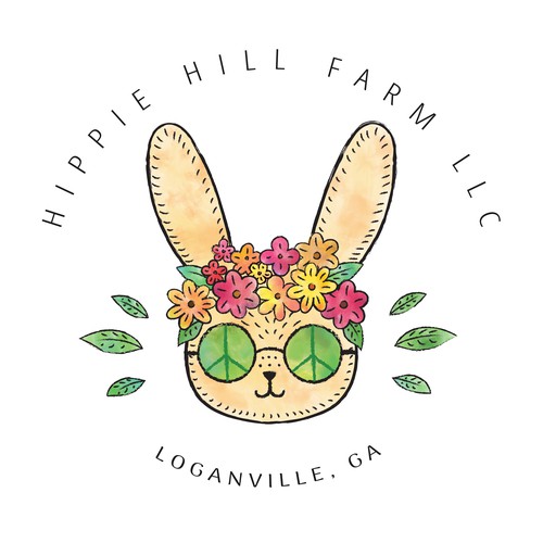 Bunny logo with the title ' A Funky and Fun Logo for Hippie Hill Farm'