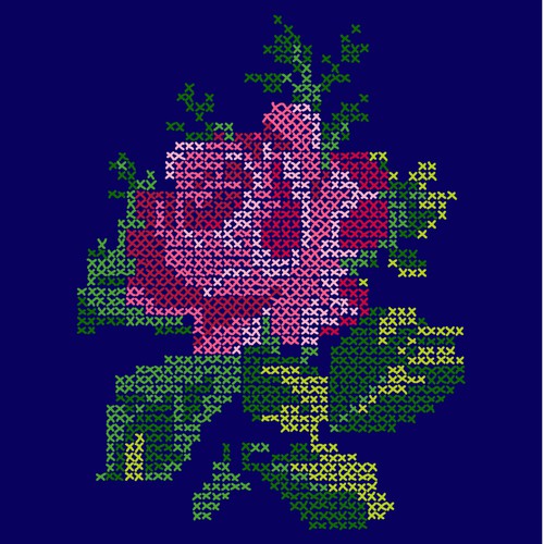 Embroidery design with the title 'Embroidered rose'