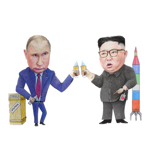 Caricature artwork with the title 'Caricature for celebrities having cocktails'