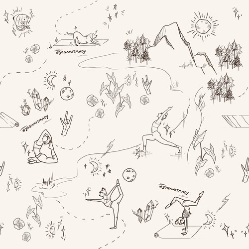 Yoga illustration with the title 'Illustration for Wrapping Paper'