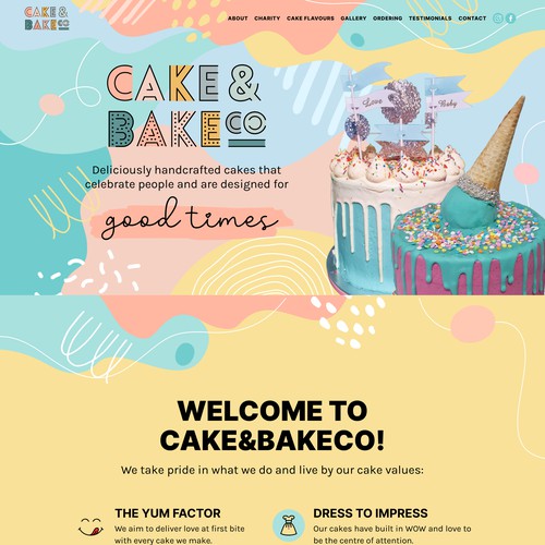 Responsive design with the title 'Cake & Bake Co -Wix website with original design'