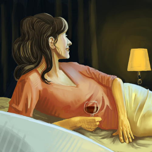 People artwork with the title 'Lady watching soap opera'