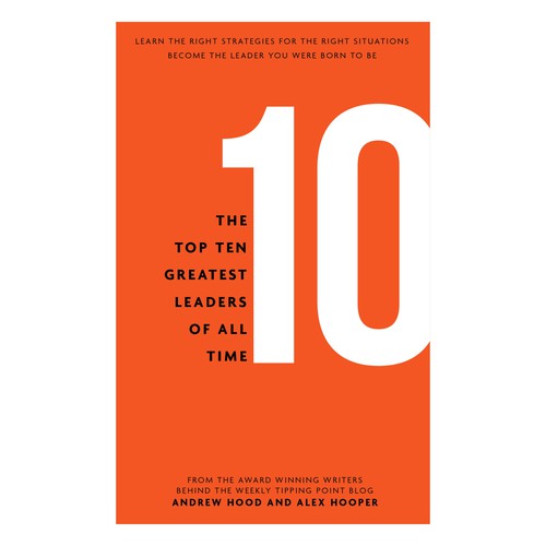 Publication design with the title 'Book Cover for "The Top 10 Greatest Leaders of All Time."'