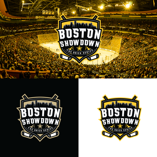 Boston logo with the title 'Bold hockey showcase logo concept for pizzeria'
