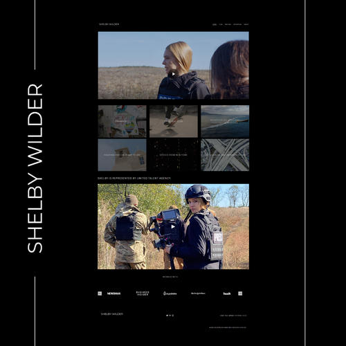Black and white website with the title 'Shelby Wilder Journalist'