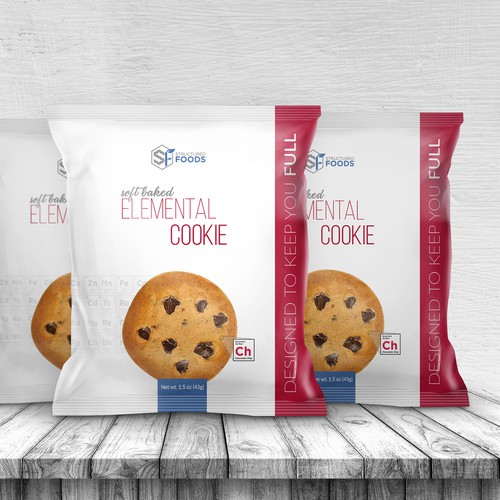 Biscuit packaging with the title 'Elementar Cookie pouch'