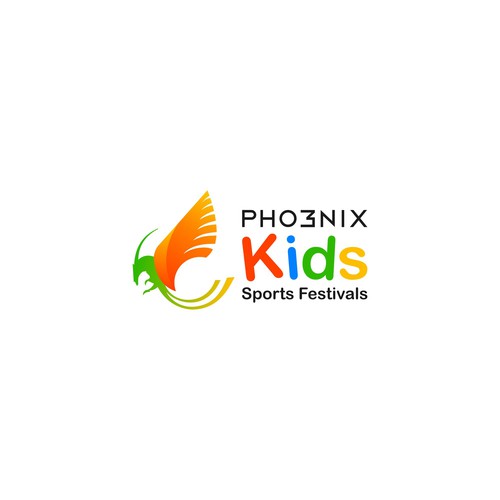 Private school logo with the title 'Pho3nix Kids Logo'