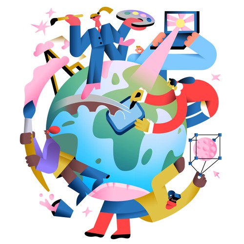 Sustainable design with the title 'Design Has No Borders - meetup poster & banner for 99designs by Vista'