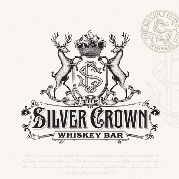 Crown design with the title 'The Silver Crown Whiskey Bar'