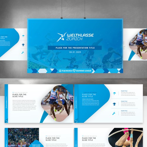 Presentation design with the title 'Weltklasse Zurich Presentation template'