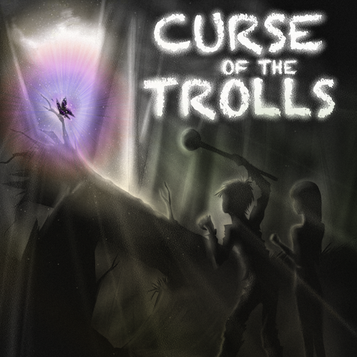 Black and white book cover with the title 'Curse of the Trolls book cover'
