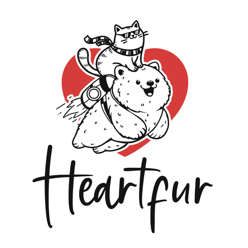 Cute cat logo with the title 'cute flying dog with cat'