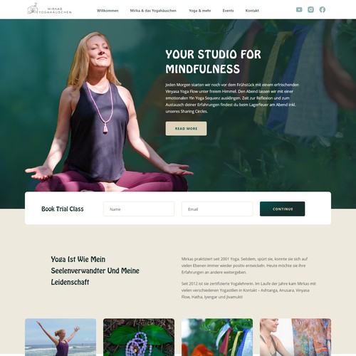 Yoga studio design with the title 'website design'