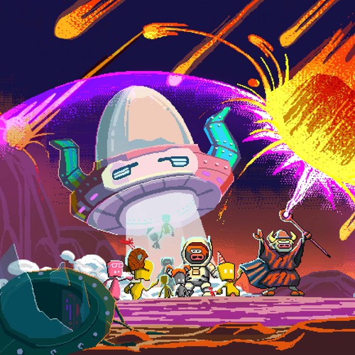 Pixel art design with the title 'Pixel wizard'