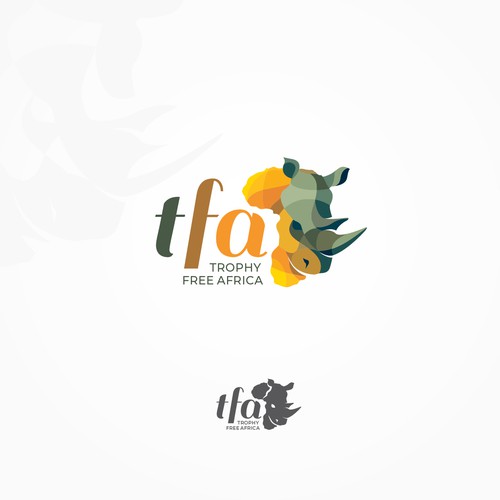 Safari logo with the title 'Rhino Head and Afican Continent Logo'