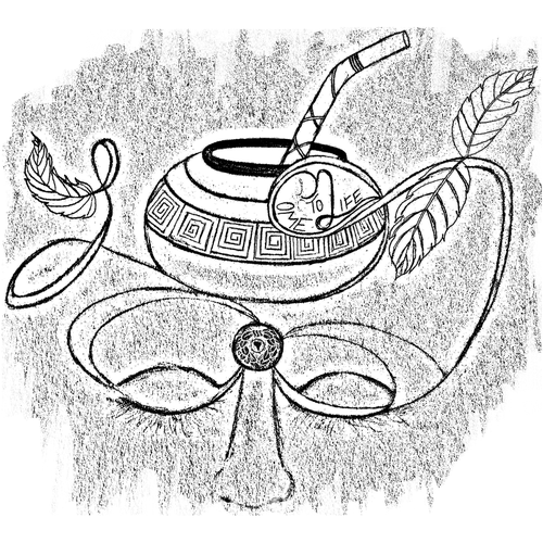 Paper artwork with the title 'Yerba Mate T-Shirt Design'