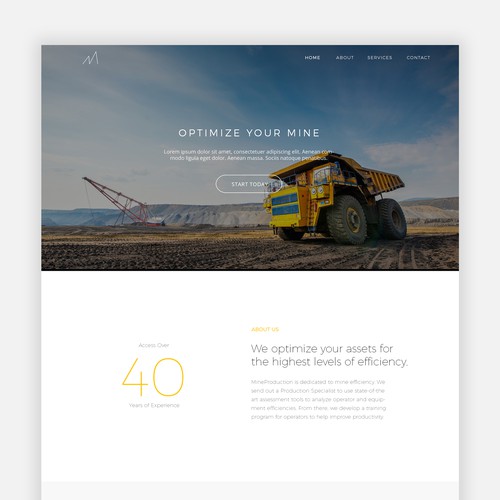 Industrial website with the title 'Homepage for mining company.'