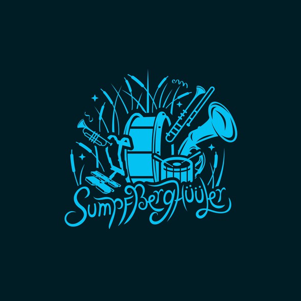 Marching band logo with the title 'Sumpfberghüüler'