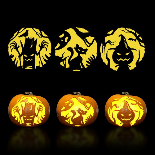 Halloween artwork with the title 'Halloween Pumpkin Carving'