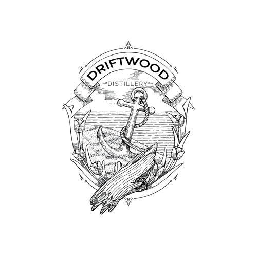 Distillery brand with the title 'Driftwood Distillery'