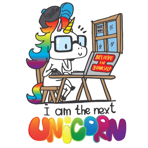 Rainbow artwork with the title 'Entrepreneur Unicorn'