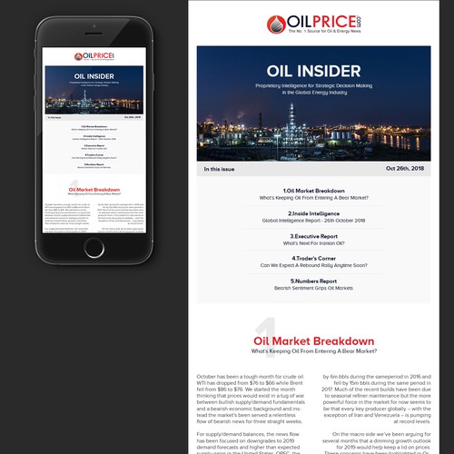 Newsletter design with the title 'Petroleum Industry Newsletter Design'