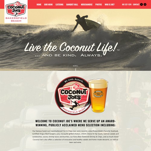 Restaurant website with the title 'CoconutJoes.com Restaurant Website'