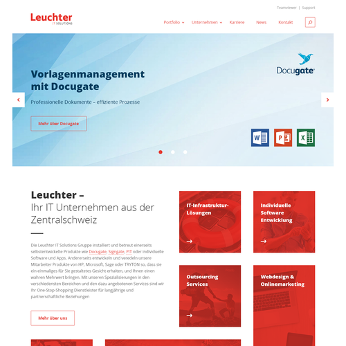 Bootstrap design with the title 'Hoempage Design for Leuchter IT Solutions'