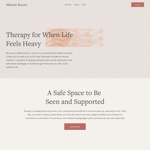 Calm design with the title 'Calm and grounded template website for mental health counselor'