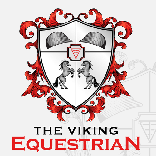 Digital art logo with the title 'The Viking Equestrian'