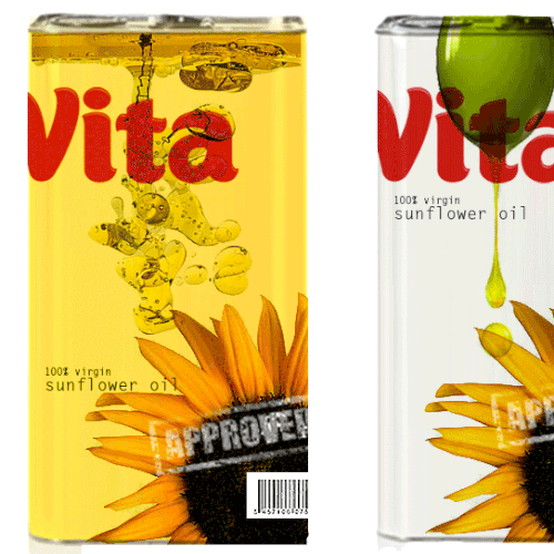 Sunflower design with the title 'Vita needs to update its sunflower oil packaging'