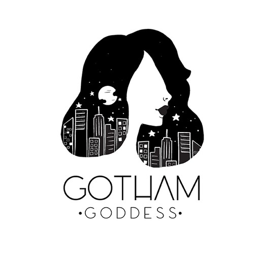 Straight-hair logo with the title 'logo for gotham goddess'