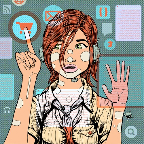 Marketing illustration with the title 'marketing'