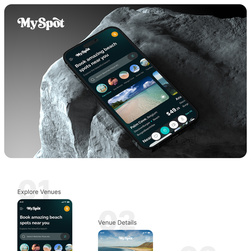 Figma design with the title 'Interactive beach reservation app'