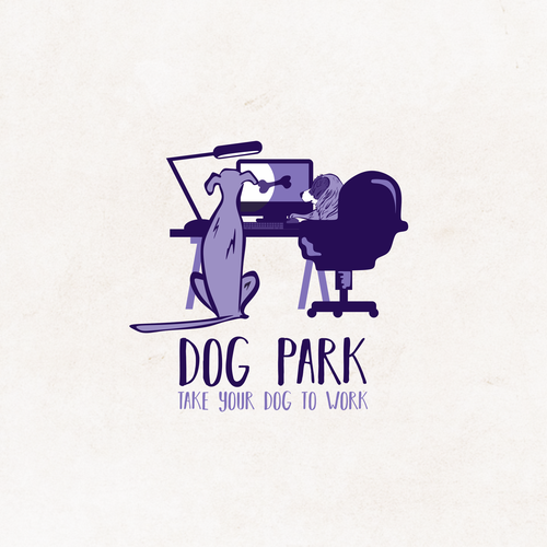 Daycare logo with the title 'Dog Day Care in Office Space'