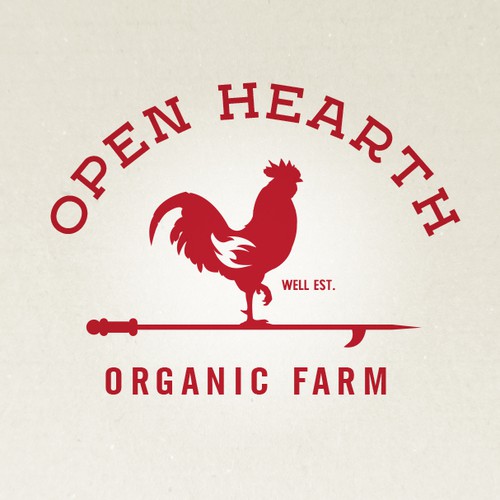 Rooster design with the title 'Open Hearth Farm'