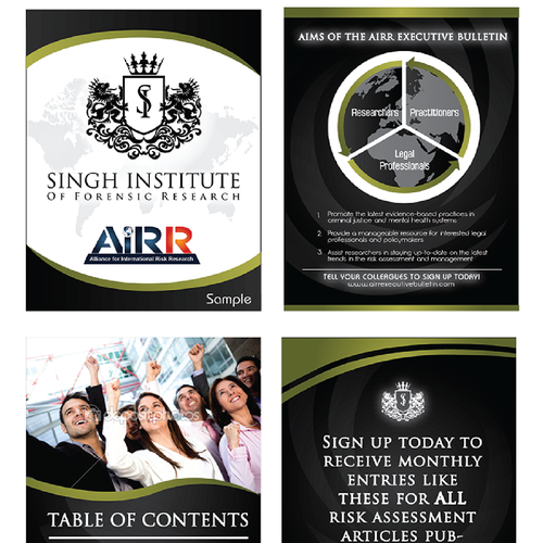 Page layout design with the title 'Help our executive digest newsletter shine! $$$'