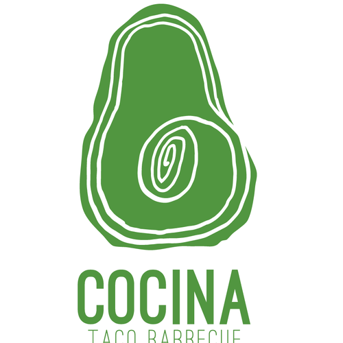 Avocado logo with the title 'Cocina London Taco Food Truck Logo'