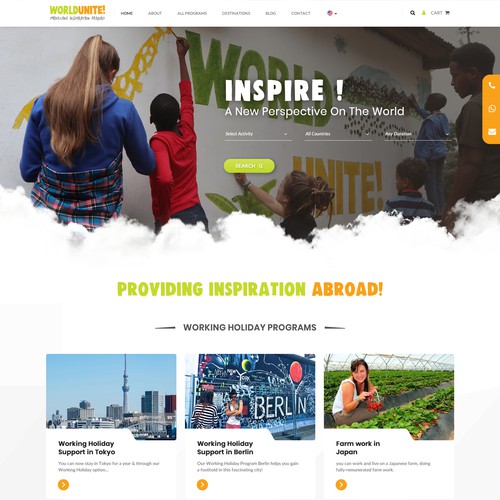 Travel website with the title 'Alternative, conscious & honest website for inspirational travel company'