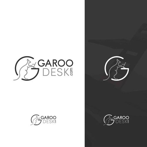 Kangaroo design with the title 'Garoo desk logo design'