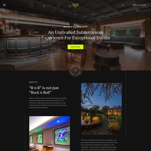 Party website with the title 'Website design for a party venue'