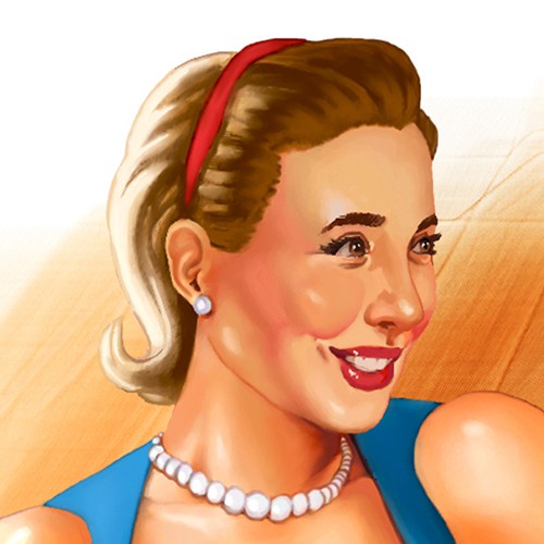 Digital artwork with the title '50's vintage man and woman - original illustrations only'